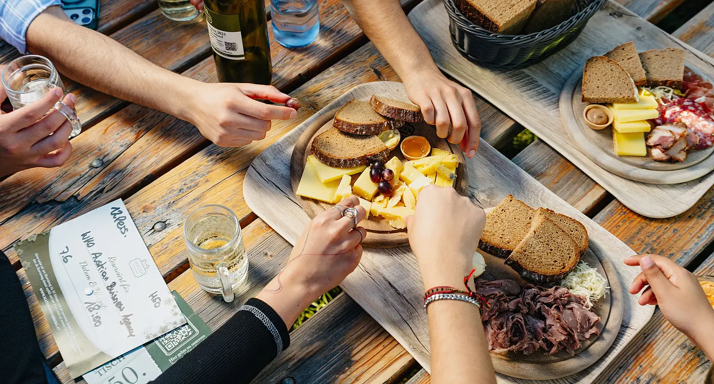 Refreshments were also provided, such as a traditional “Brettljause” at a Heuriger.