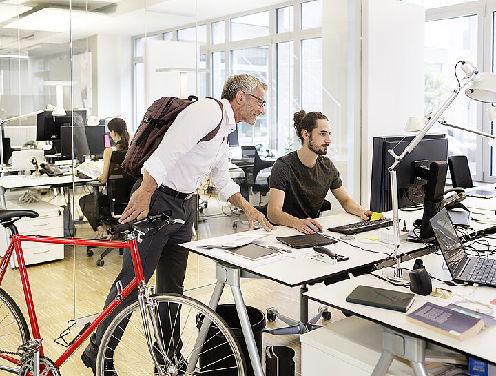 Office view with employees
