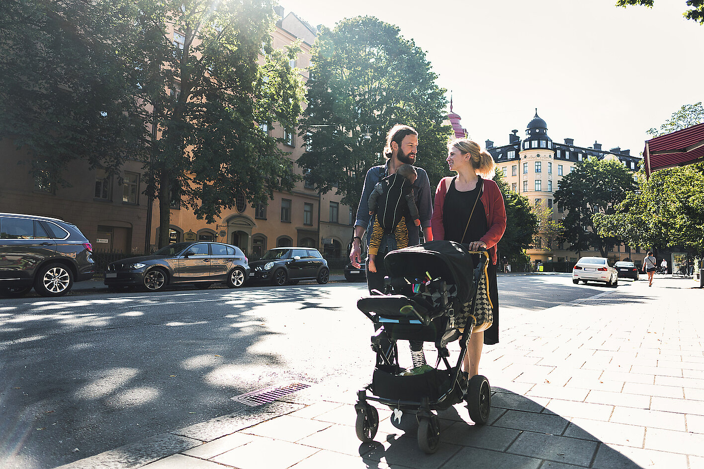 Familie mit Kinderwagen